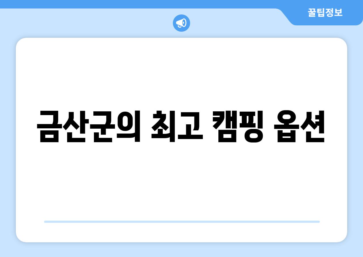 금산군의 최고 캠핑 옵션