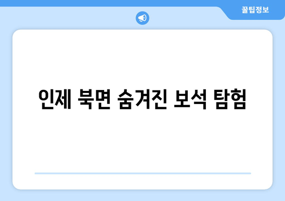 인제 북면 숨겨진 보석 탐험