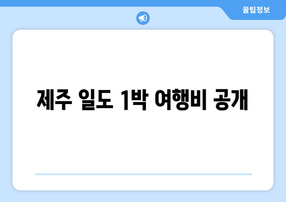 제주 일도 1박 여행비 공개