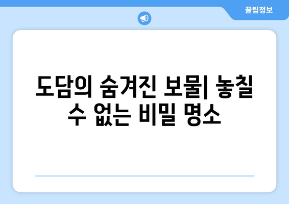 도담의 숨겨진 보물| 놓칠 수 없는 비밀 명소