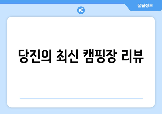 당진의 최신 캠핑장 리뷰