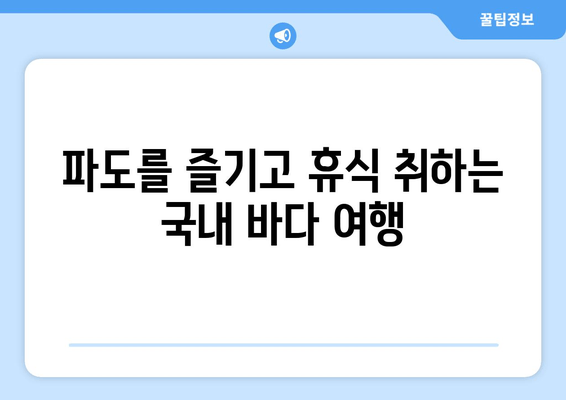 파도를 즐기고 휴식 취하는 국내 바다 여행