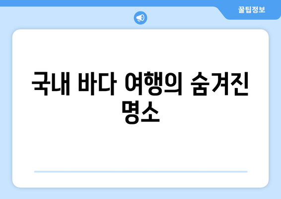 국내 바다 여행의 숨겨진 명소