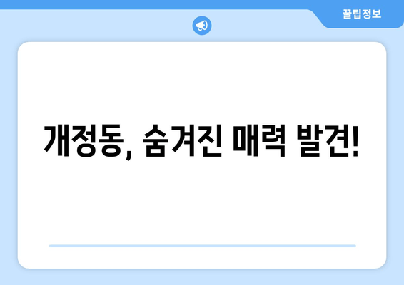 개정동, 숨겨진 매력 발견!