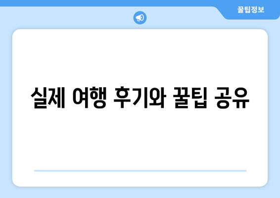 실제 여행 후기와 꿀팁 공유