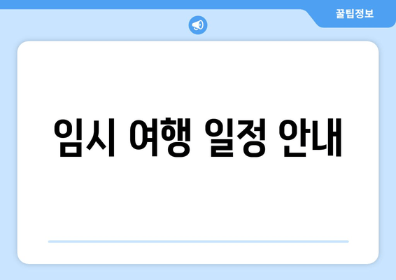 임시 여행 일정 안내