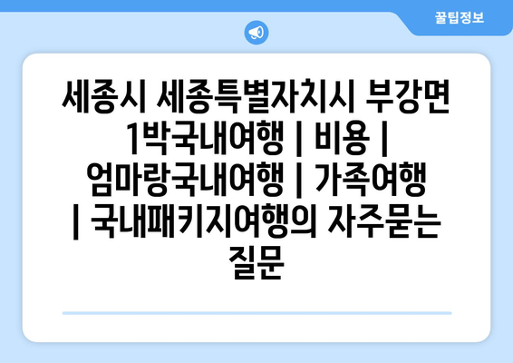 세종시 세종특별자치시 부강면 1박국내여행 | 비용 | 엄마랑국내여행 | 가족여행 | 국내패키지여행