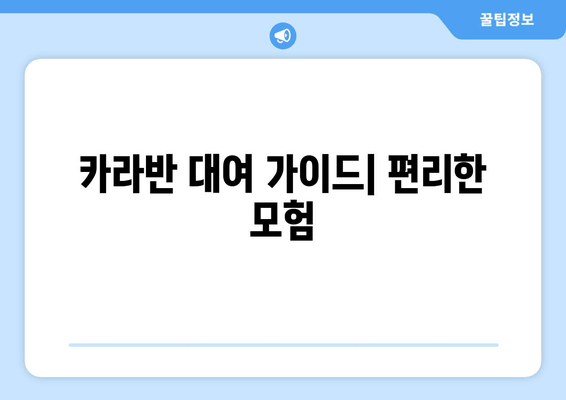 카라반 대여 가이드| 편리한 모험