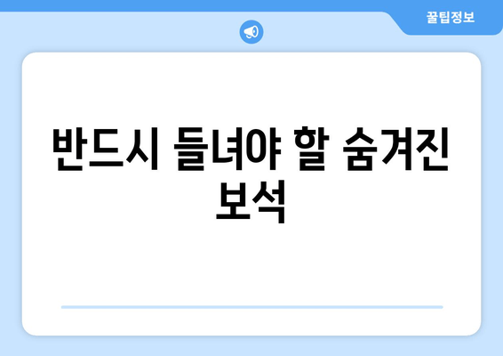 반드시 들녀야 할 숨겨진 보석