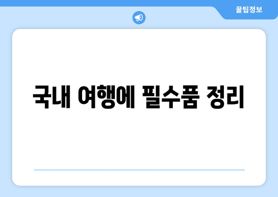 국내 여행에 필수품 정리