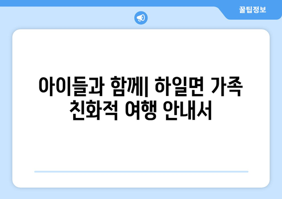 아이들과 함께| 하일면 가족 친화적 여행 안내서