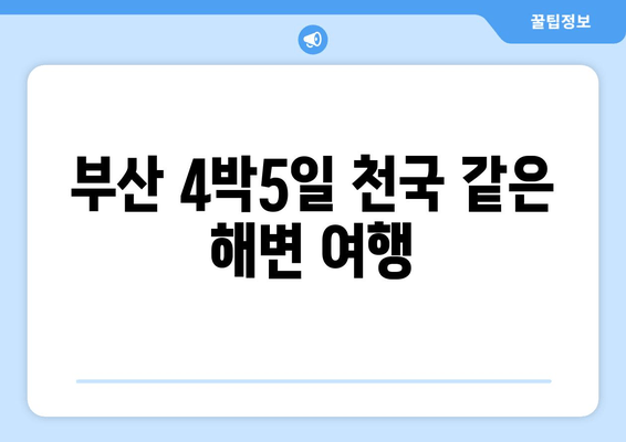 부산 4박5일 천국 같은 해변 여행