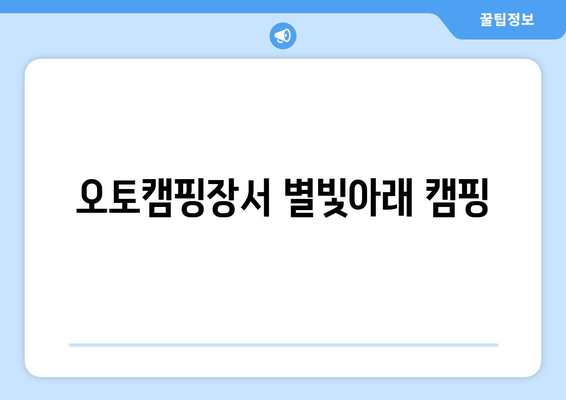 오토캠핑장서 별빛아래 캠핑