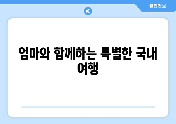 엄마와 함께하는 특별한 국내 여행