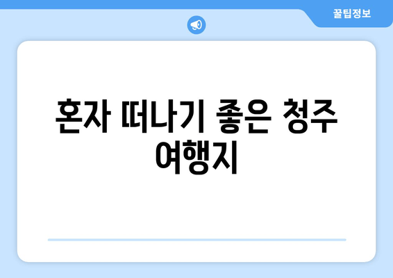 혼자 떠나기 좋은 청주 여행지