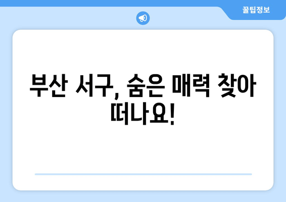 부산 서구, 숨은 매력 찾아 떠나요!