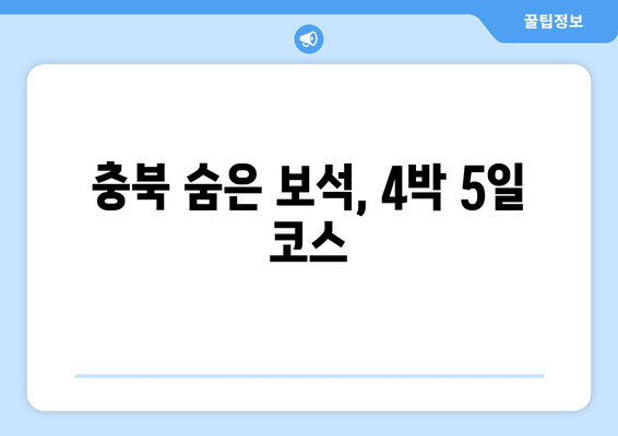 충북 숨은 보석, 4박 5일 코스