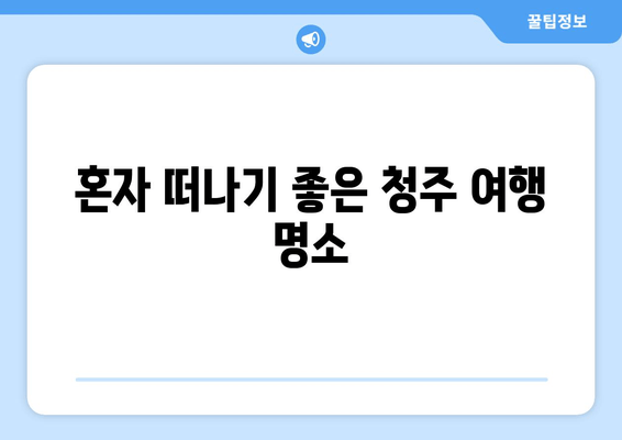 혼자 떠나기 좋은 청주 여행 명소