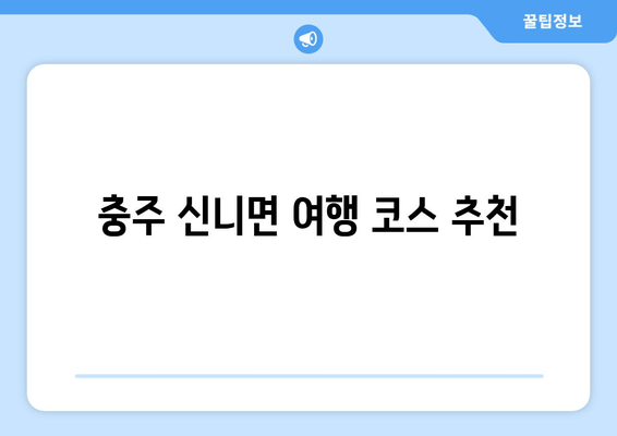 충주 신니면 여행 코스 추천