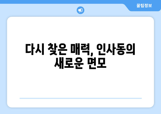 인사동, 다시 찾은 매력 | 전통과 현대의 조화 속에서 펼쳐지는 이야기