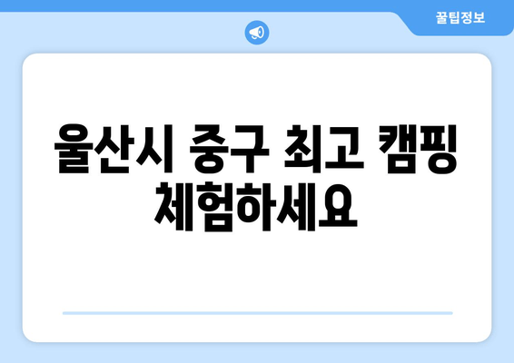 울산시 중구 최고 캠핑 체험하세요