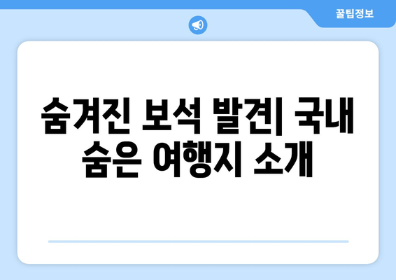 숨겨진 보석 발견| 국내 숨은 여행지 소개