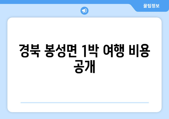 경북 봉성면 1박 여행 비용 공개