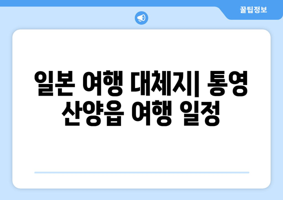 일본 여행 대체지| 통영 산양읍 여행 일정