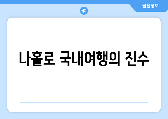 나홀로 국내여행의 진수