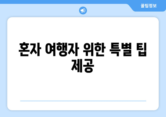 혼자 여행자 위한 특별 팁 제공