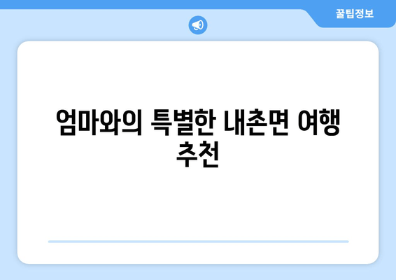 엄마와의 특별한 내촌면 여행 추천