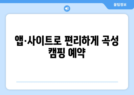 앱·사이트로 편리하게 곡성 캠핑 예약