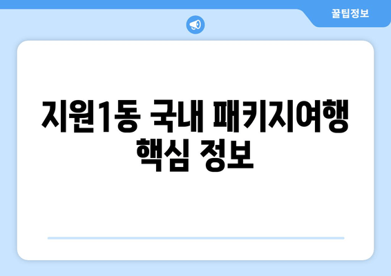 지원1동 국내 패키지여행 핵심 정보