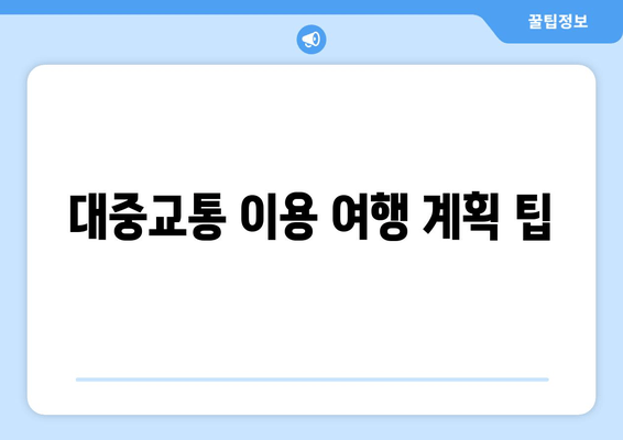 대중교통 이용 여행 계획 팁