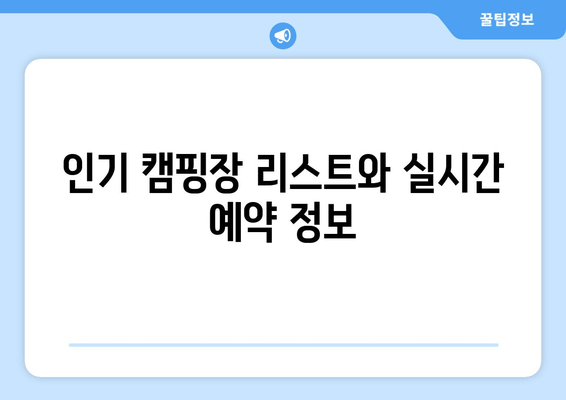 인기 캠핑장 리스트와 실시간 예약 정보