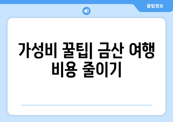 가성비 꿀팁| 금산 여행 비용 줄이기