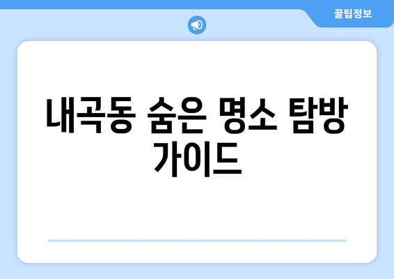 내곡동 숨은 명소 탐방 가이드