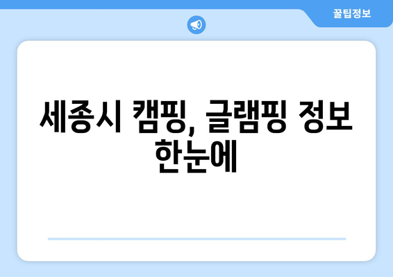 세종시 캠핑, 글램핑 정보 한눈에