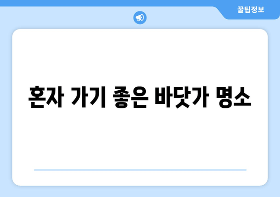 혼자 가기 좋은 바닷가 명소