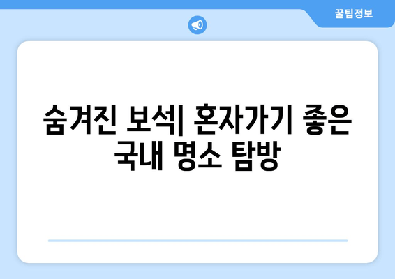 숨겨진 보석| 혼자가기 좋은 국내 명소 탐방