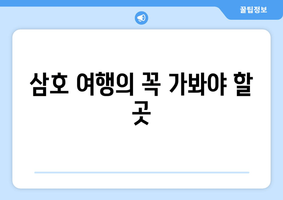 삼호 여행의 꼭 가봐야 할 곳