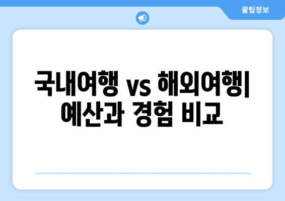 국내여행 vs 해외여행| 예산과 경험 비교