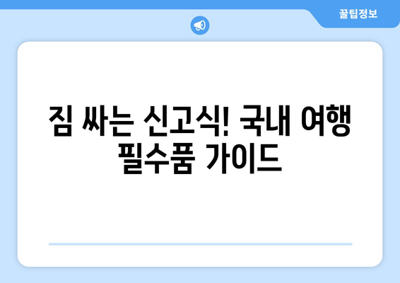 짐 싸는 신고식! 국내 여행 필수품 가이드