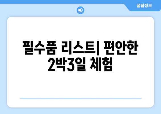 필수품 리스트| 편안한 2박3일 체험