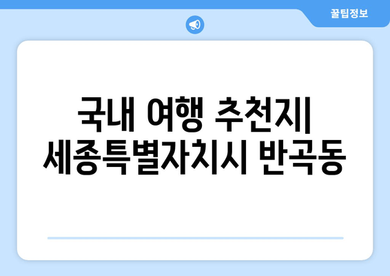 국내 여행 추천지| 세종특별자치시 반곡동