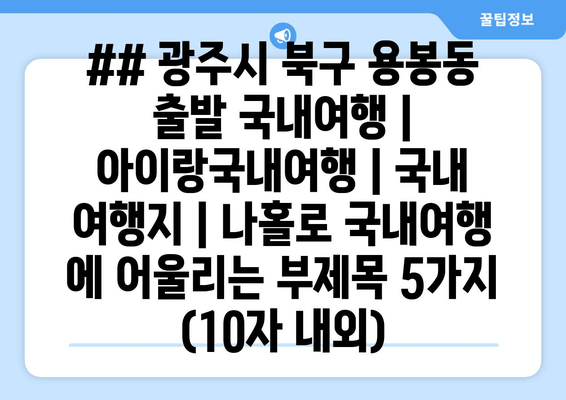 ## 광주시 북구 용봉동 출발 국내여행 | 아이랑국내여행 | 국내 여행지 | 나홀로 국내여행 에 어울리는 부제목 5가지 (10자 내외)