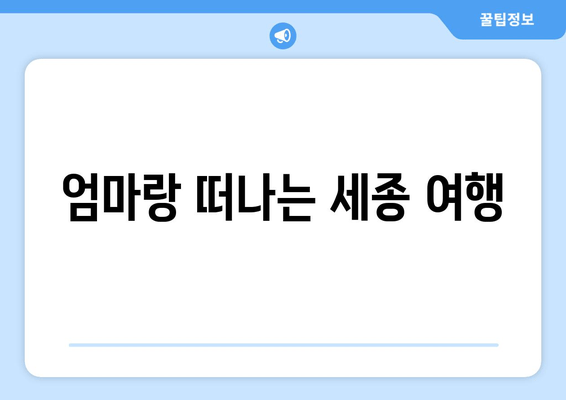 엄마랑 떠나는 세종 여행