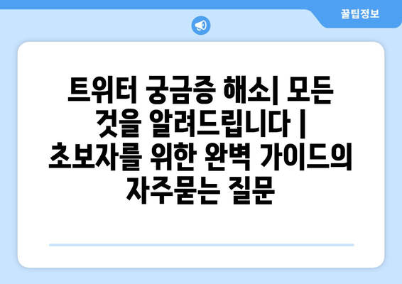 트위터 궁금증 해소| 모든 것을 알려드립니다 |  초보자를 위한 완벽 가이드