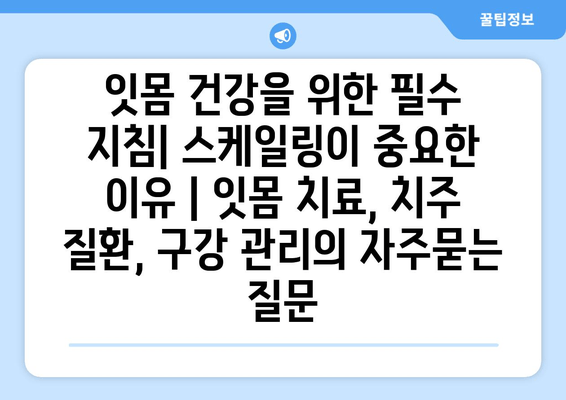 잇몸 건강을 위한 필수 지침| 스케일링이 중요한 이유 | 잇몸 치료, 치주 질환, 구강 관리