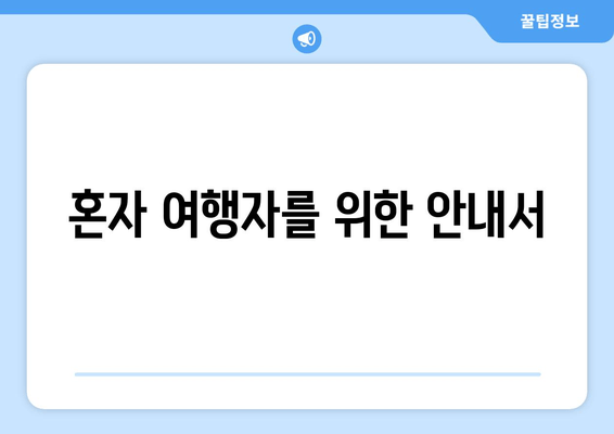 혼자 여행자를 위한 안내서